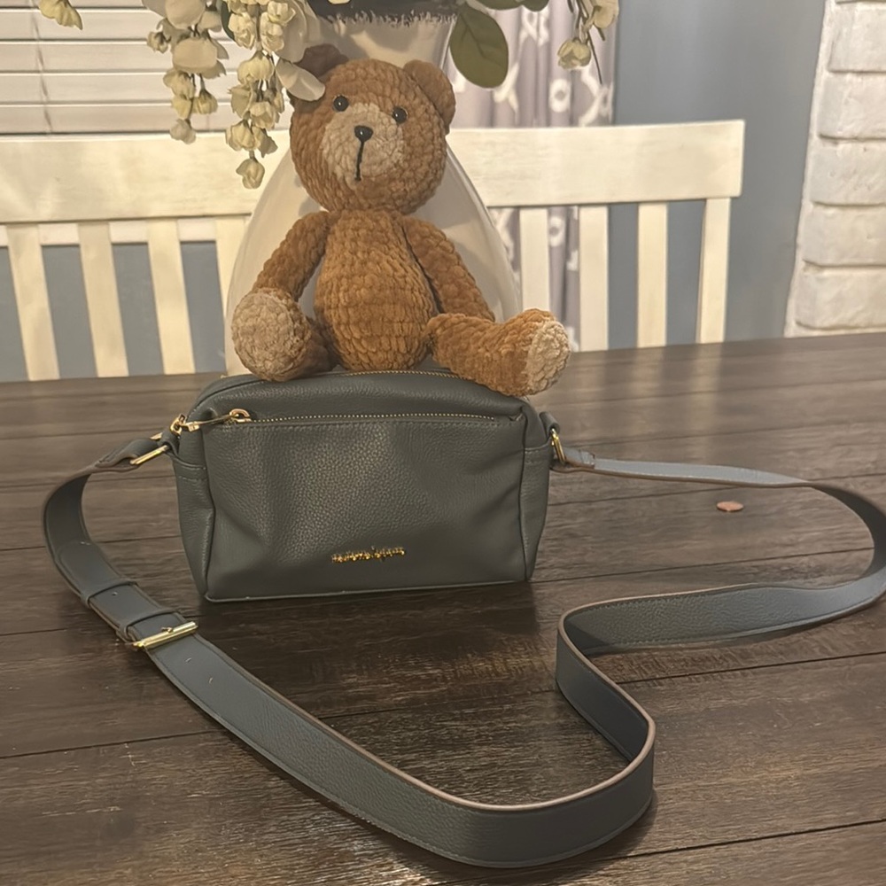 Nanette Lepore aqua blue faux leather crossbody bag